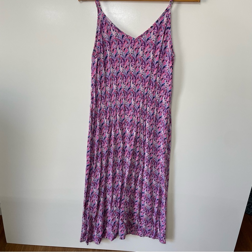 Simply Southern Y2K Pink & Purple Paisley Keyhole Maxi Slip Dress, size XL - Picture 2 of 12